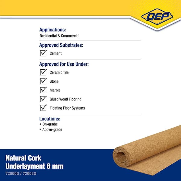 200 sq. ft. 4 ft. Wide x 50 ft. Long x 6mm Thick Natural Cork Sound Dampening Underlayment Roll 200 sq. ft. 4 ft. Wide x 50 ft. Long x 6mm Thick Natural Cork Sound Dampening Underlayment Roll