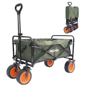 11 cu. ft. Metal Folding Garden Cart, Collapsible Heavy-Duty Outdoor Camping Cart with Removable Fabric-Green