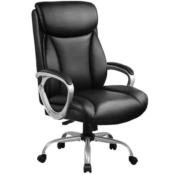 ComHoma Big and Tall Black Leather High Back Executive Chair with Arms Adjustable Height Swivel Executive Chair