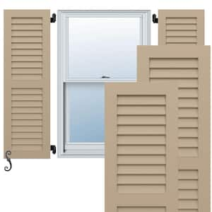 EnduraCore 2-Equal Louver 18 in. W x 37 in. H Louvered Composite Shutters Pair in Primed