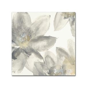 18 in. x 18 in. Gray and Silver Flowers I by Chris Paschke Floater Frame Nature Wall Art