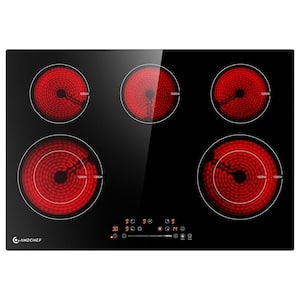 30 in. 5-Elements Ceramic Surface Type Electric Cooktop in Black with 16-Heating Levels 8400-Watt and Child Lock