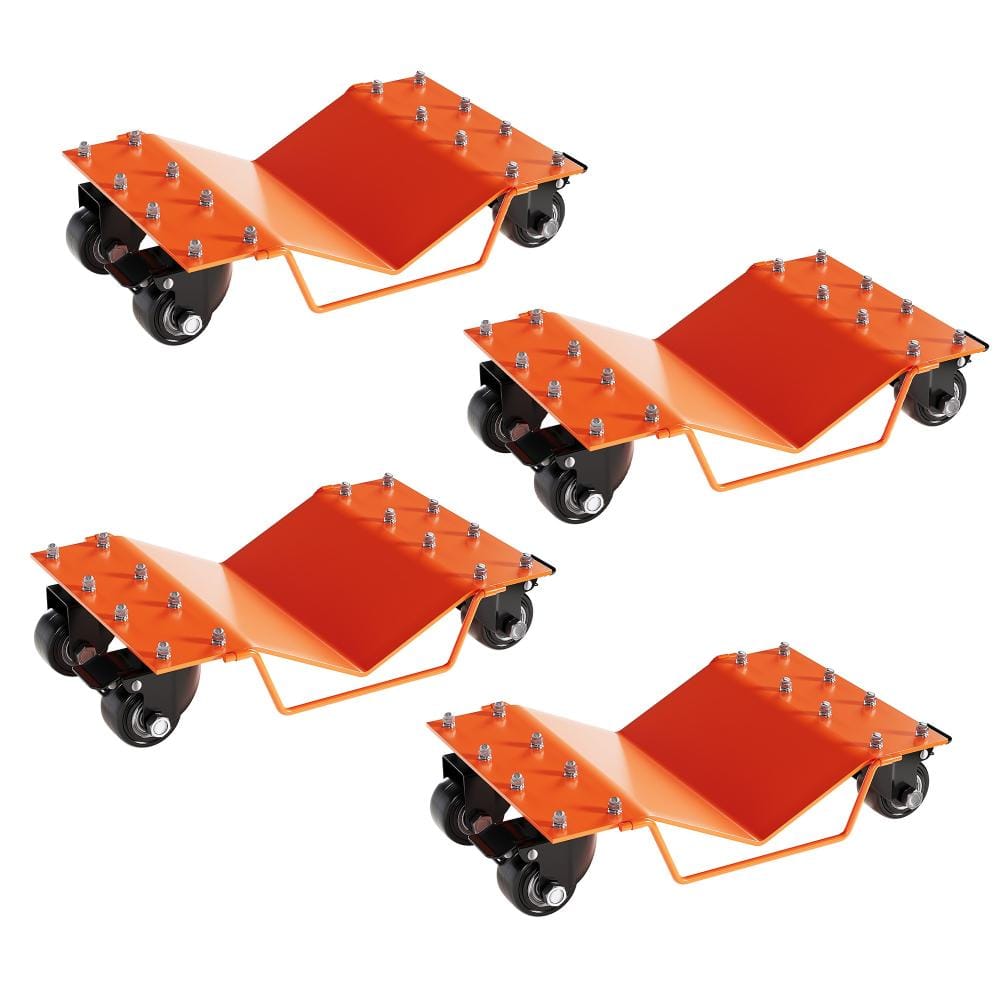 4-Piece Orange Vehicle Wheel Dolly Set with Swivel Wheels, Lockable Casters, V-Shaped Skate for Moving Cars, Trucks price history on PriceWatchPro