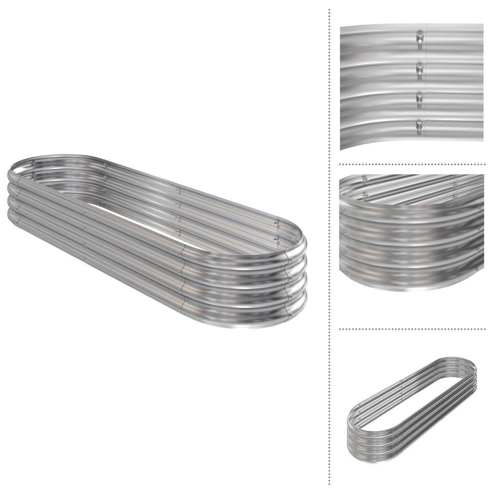 Large Silver Galvanized Steel Raised Garden Bed Planter