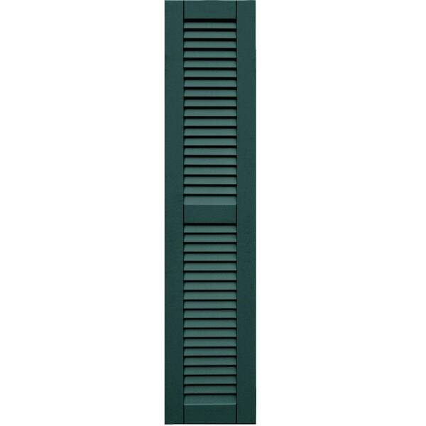 Winworks Wood Composite 12 in. x 56 in. Louvered Shutters Pair #633 Forest Green