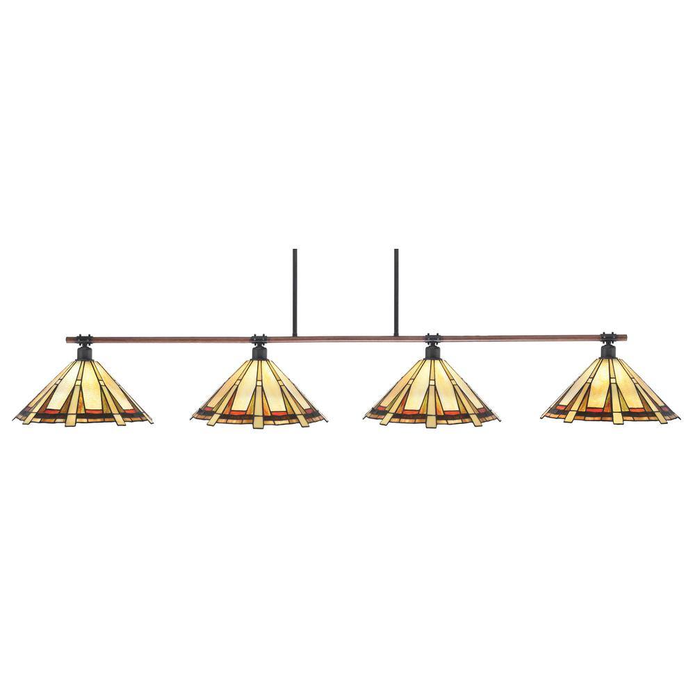 London 4-Light Painted Wood-Look Metal & Dark Granite Light Chandelier with