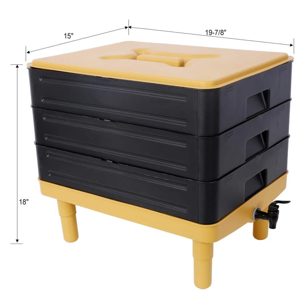 65L Yellow and Black Multi-Layer Worm Composter Bin