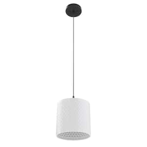 1-Light Black Modern Pendant Light Adjustable Ceiling Hanging Lights with Hammered Metal Shade