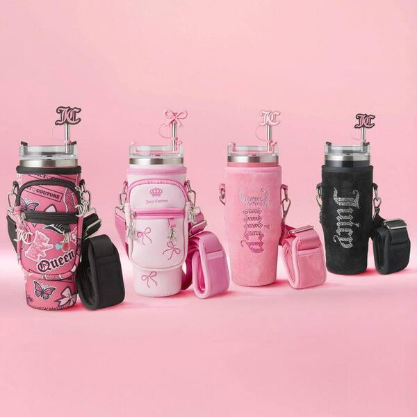 JUICY COUTURE Jetsetter 30 oz Pink Collage Stainless Steel Tumbler