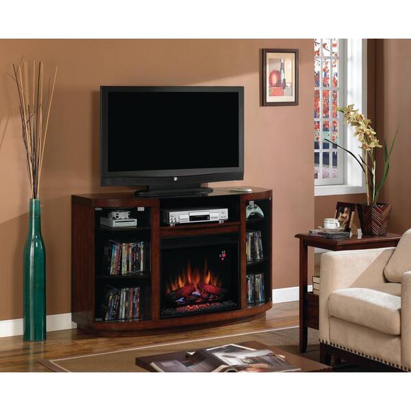Chimney Free Mizner 52 in. Curved Media Mantel Electric Fireplace in Autumn Birch Finish