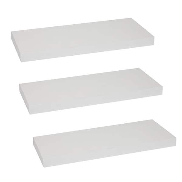 Mind Reader 14.95 in. x 6.6 in. x 1 in. White 3-Pack Of Floating Wall Shelves with Invisible Brackets