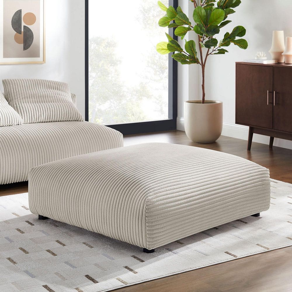 Solace Modular Corduroy Upholstered Linen Ottoman in Almond price history on PriceWatchPro