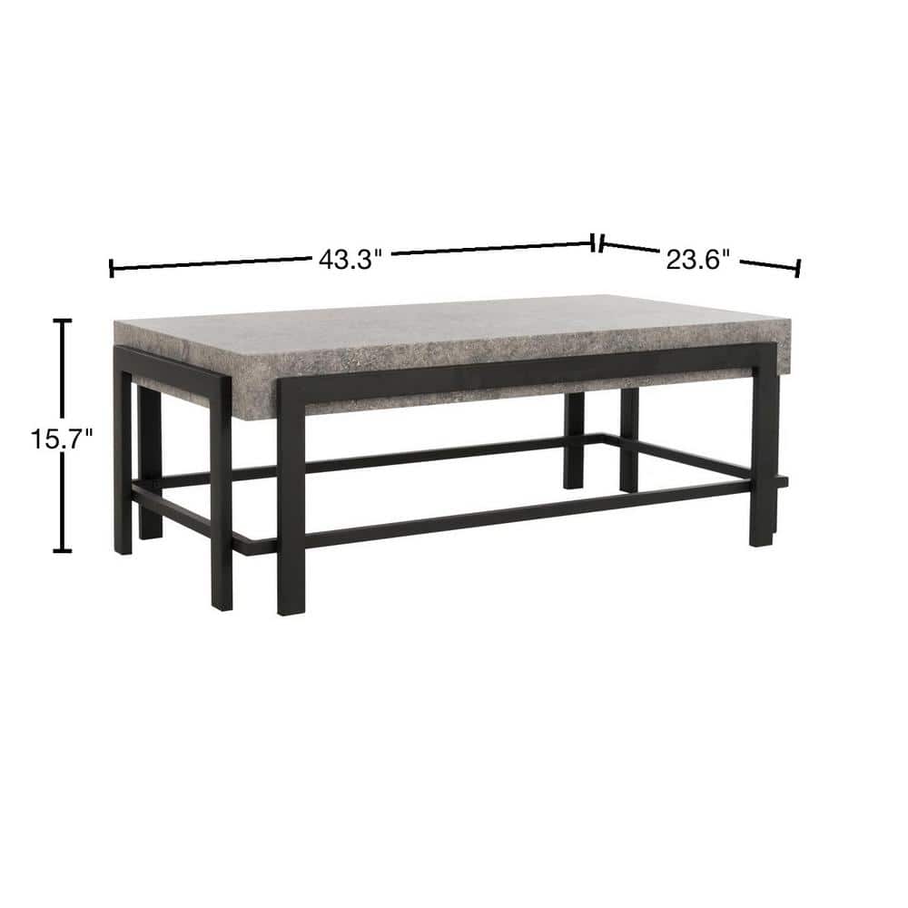 Oliver 43'' Dark Grey and Black Rectangular Wood Coffee Table