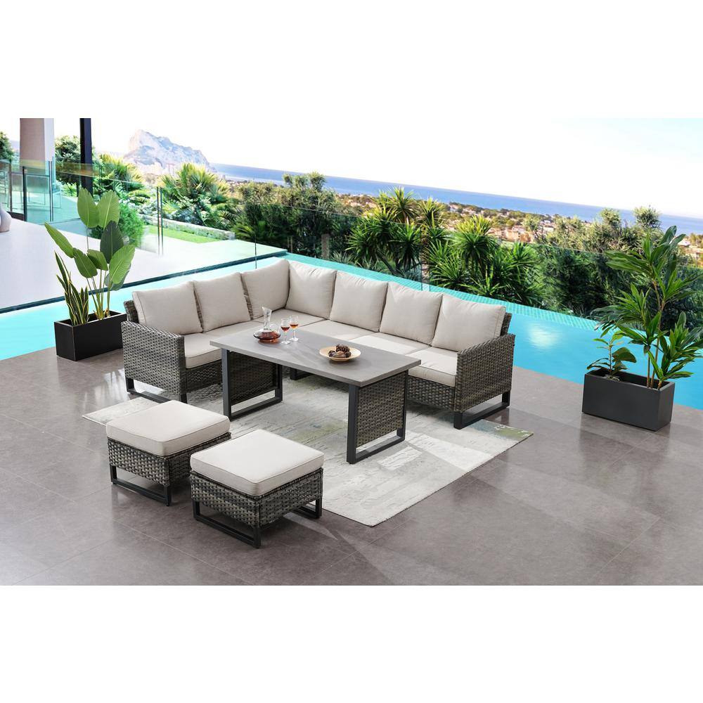 Outdoor dining set with best sale rising table