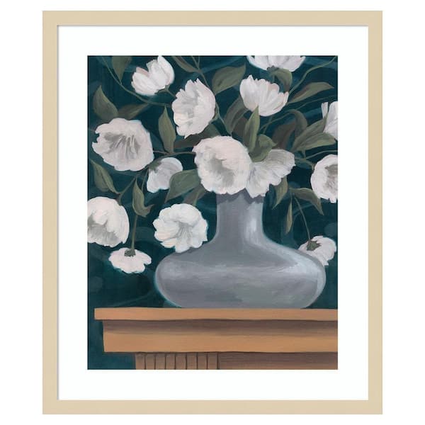 Amanti Art Snowball Posies II by Grace Popp 21 in. W x 25 in. H. Wood Framed Wall Art Print Framed in Brown