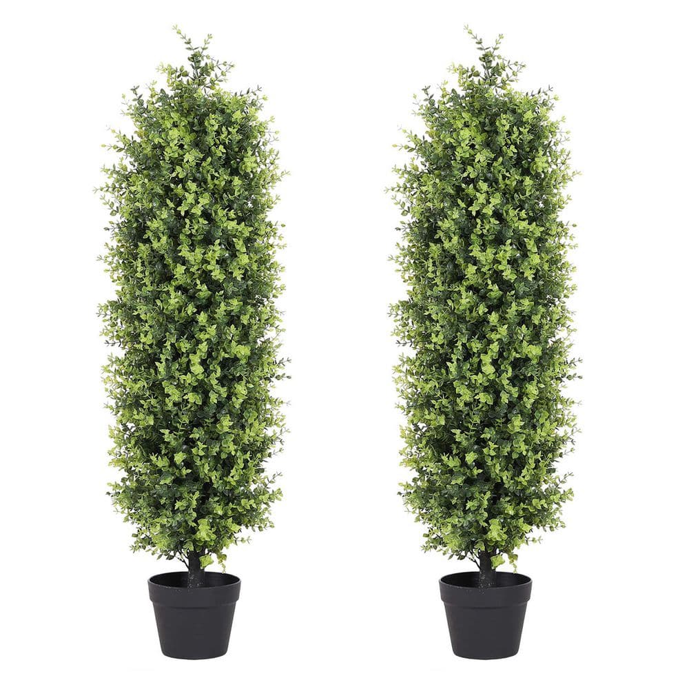 48 in. Artificial Topiary Cedar Tree, Fake Grass Evergreen Plants for Porch