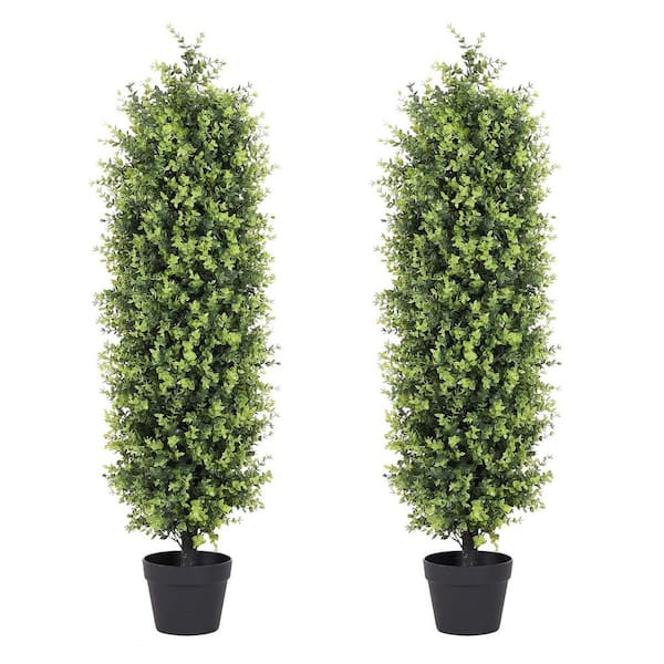 Unbranded 48 in. Artificial Topiary Cedar Tree, Fake Grass Evergreen Plants for Porch Patio Decor (Set of 2)