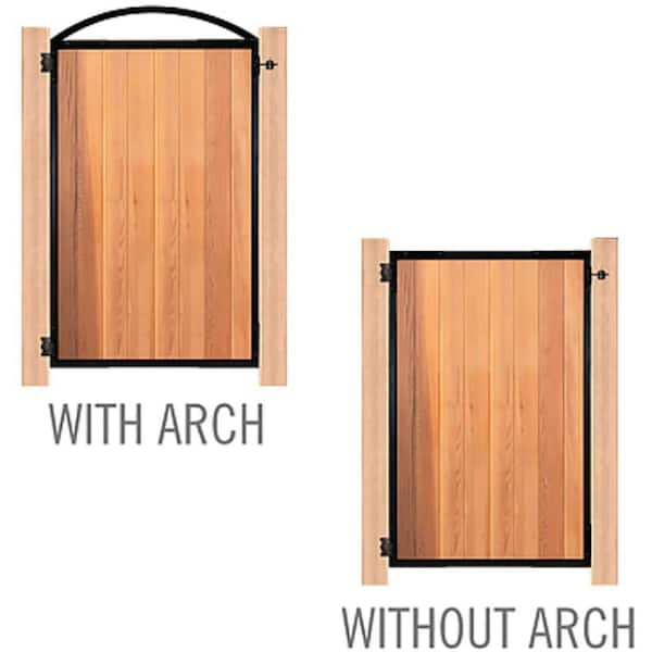 NUVO IRON Black Galvenized Steel 8-Board Gate Frame for 47 in. W Opening with Removable Arch