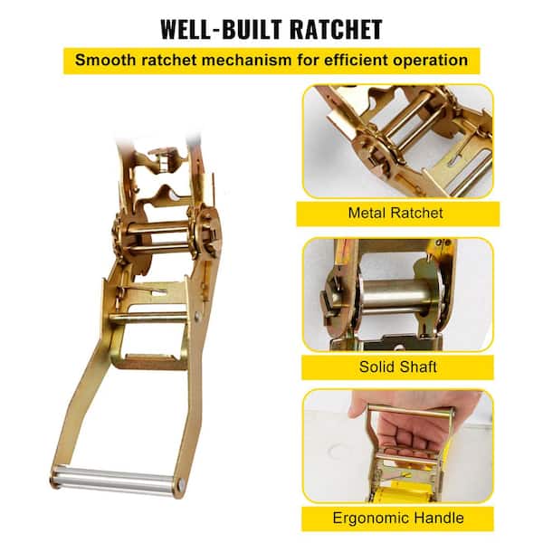 18-Pack E-Track Ratchet Straps Kit - 2" X 15' Heavy Duty Tie Downs For Van, Truck, Trailer