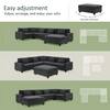 Harper & Bright Designs 128 in. Chenille Sectional Sofa in. Black with Oversized Ottoman, Hidden Armrest Storage, Cup Holders, Charging Ports GTT059AAB