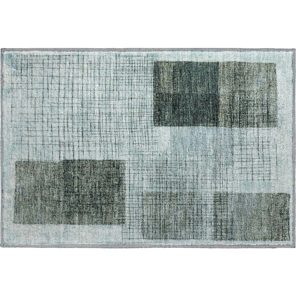 Mayfield Premium Machine Washable Abstract AMF2112 Teal 2 ft. x 3 ft. Accent Rug