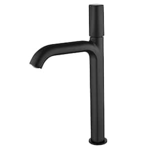 Single Handle Vessel Sink Faucet with Water Supply Hoses in Matte Black