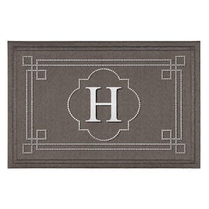 Flagstone Multi 24 in. x 36 in. Monogram "H" Indoor/Outdoor Door Mat