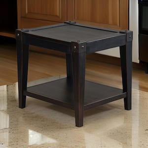 20 in. Black Rectangular Wooden Top End Table