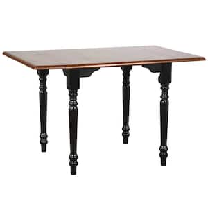 32 in. Rectangular Distressed Antique Black with Cherry Extendable Drop Leaf Dining Table (Seats 4)