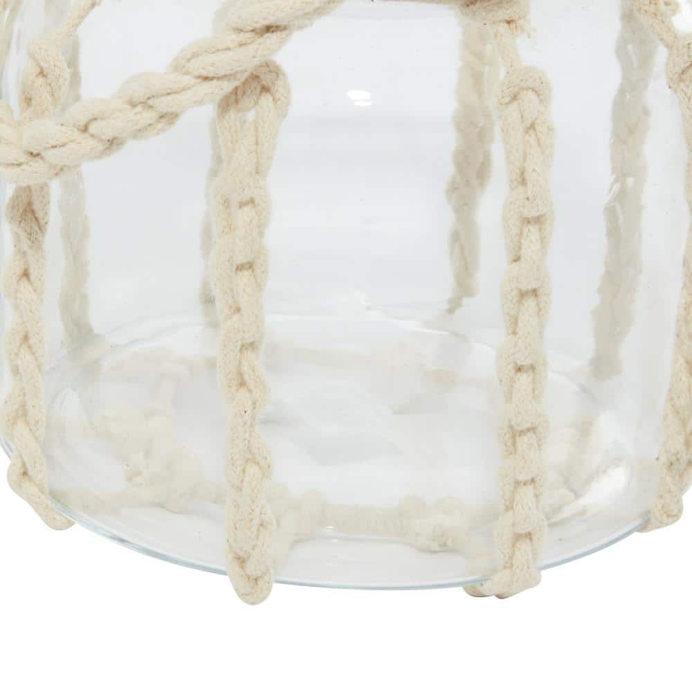 Coastal Clear Glass 6" Hanging Candle Lantern with Rope Detail