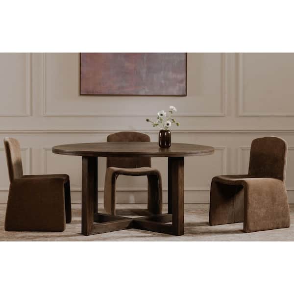 Arlisse Contemporary Dark Brown Oak Wood 60 in. Cross Legs Base Dining Table 6-Seater
