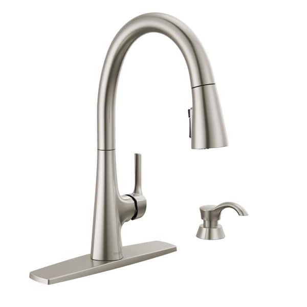 Delta Bacuri Single Handle Pull-Down Sprayer Kitchen Faucet with Shield Spray and Soap Dispenser in Spotshield Stainless