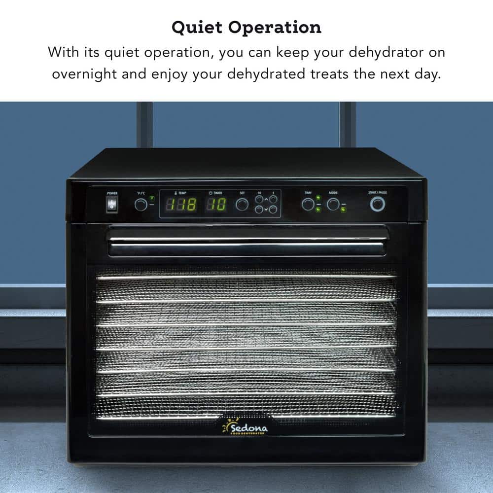 Sedona Black Stainless Steel Digital Food Dehydrator with Adjustable Thermostat