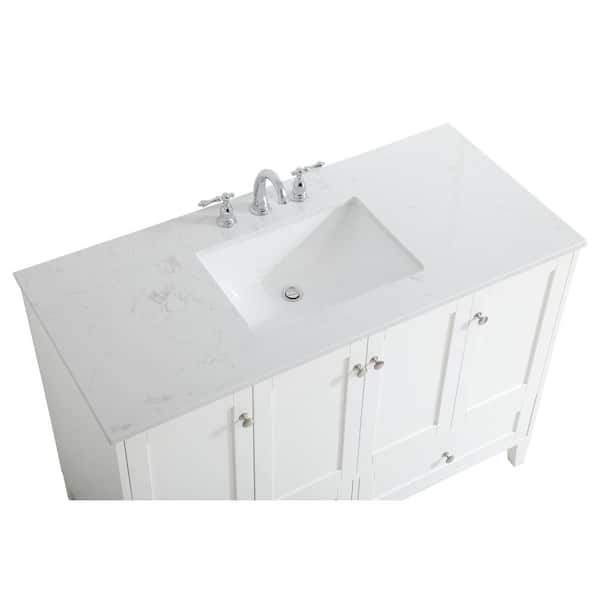 Timeless Home 48 In W X 22 D 34 H Single Bathroom Vanity White With Calacatta Quartz Th36048white The Depot Single Bathroom Vanity, 48 White Bathroom Vanity With Quartz Top