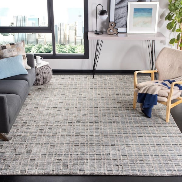 Mirage 8 ft. x 10 ft. Gray/Blue Crosshatch Area Rug