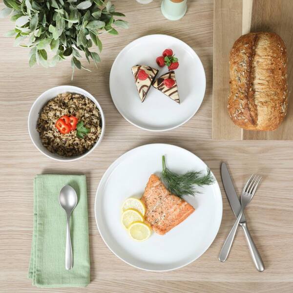 Gibson Home Snowscape 12-Piece White Fine Ceramic Stackable