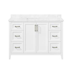 Madsen 48 in. W Bath Vanity in White with Engineered Stone Vanity Top in White with White Basin