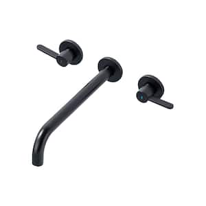 2-Handle Wall Mounted Roman Tub Faucet with High Flow Rate in Matte Black