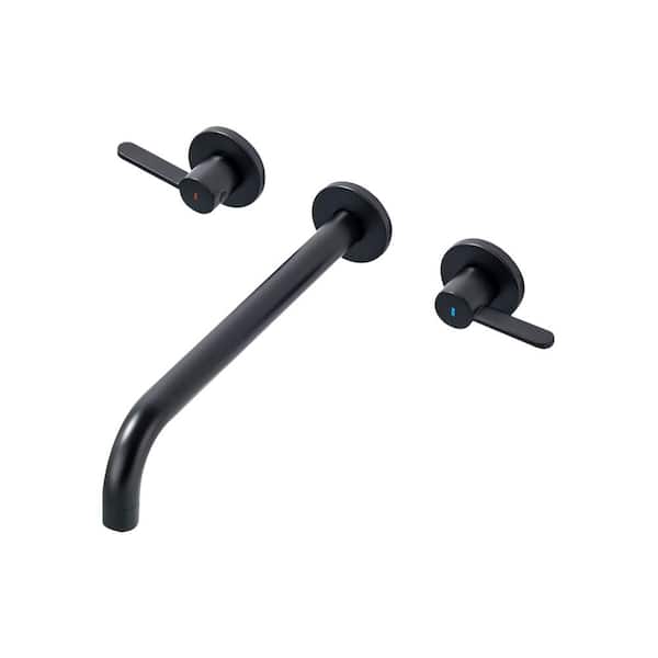Flynama 2-Handle Wall Mounted Roman Tub Faucet with High Flow Rate in Matte Black