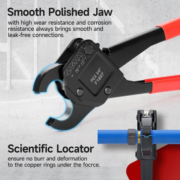 Angle Head F1807 PEX Pipe Crimping Tool for Copper Rings 1/2 and 3