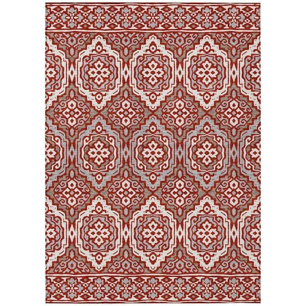 Chantille Machine Washable Indoor/Outdoor Abstract ACN2669 Red 8 ft. x 10 ft. Area Rug