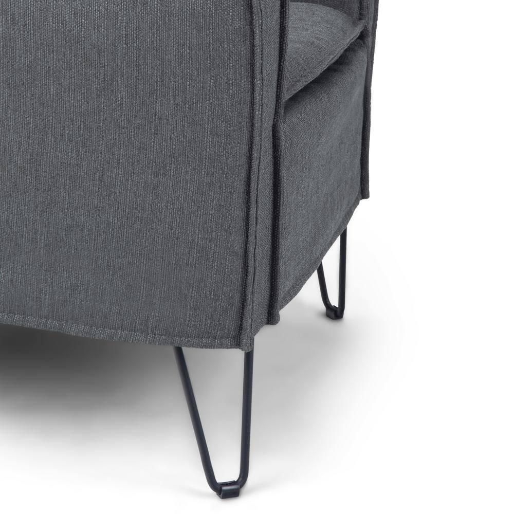 Slate Grey Faux Leather Handcrafted Wood Accent Chair