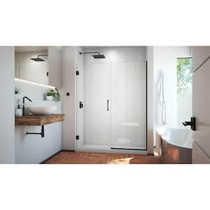 Unidoor Plus 57 to 57.5 in. x 72 in. Frameless Hinged Shower Door in Matte Black