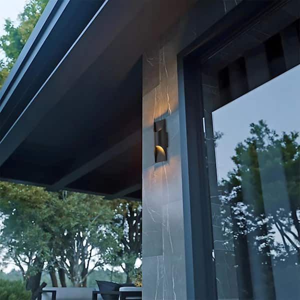 C Cattleya 2-Light Matte Black Integrated LED Outdoor Hardwired