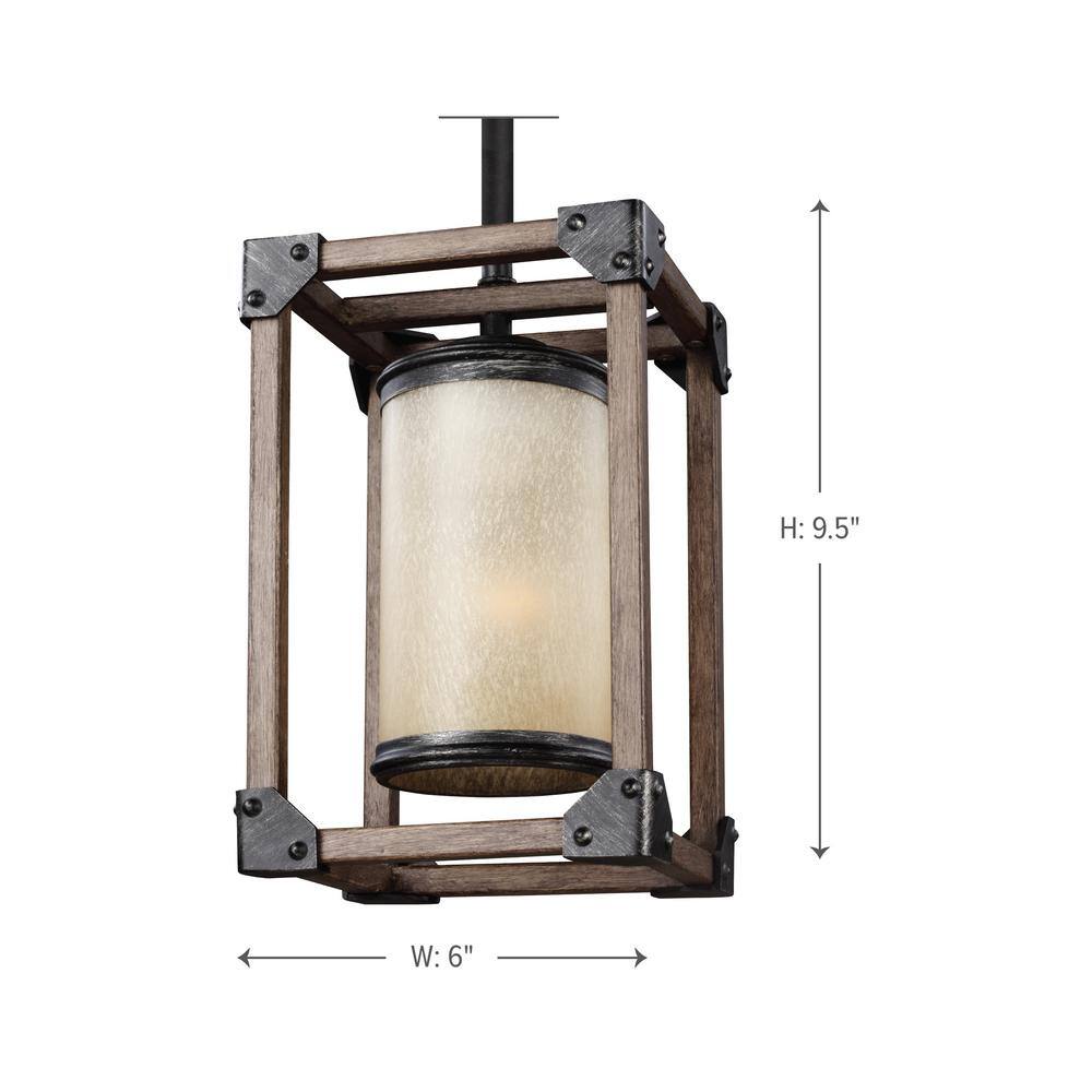 Stardust Cerused Oak Mini-Pendant with Creme Parchment Glass Shade