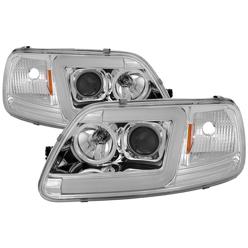Spyder Auto Ford F150 97-03 / Expedition 97-02 1PC Version 2 Projector  Headlights- Light Bar DRL LED - Chrome 5084644 - The Home Depot