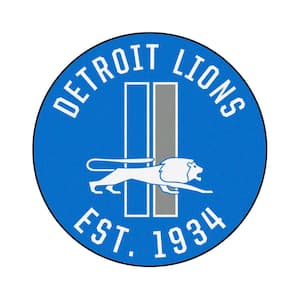 Light Blue 2 ft. 3 in. Round Detroit Lions Vintage Area Rug