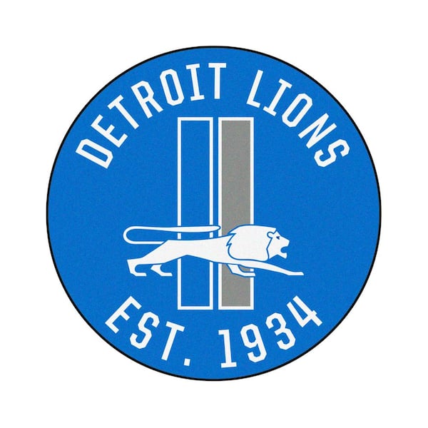 FANMATS Light Blue 2 ft. 3 in. Round Detroit Lions Vintage Area Rug