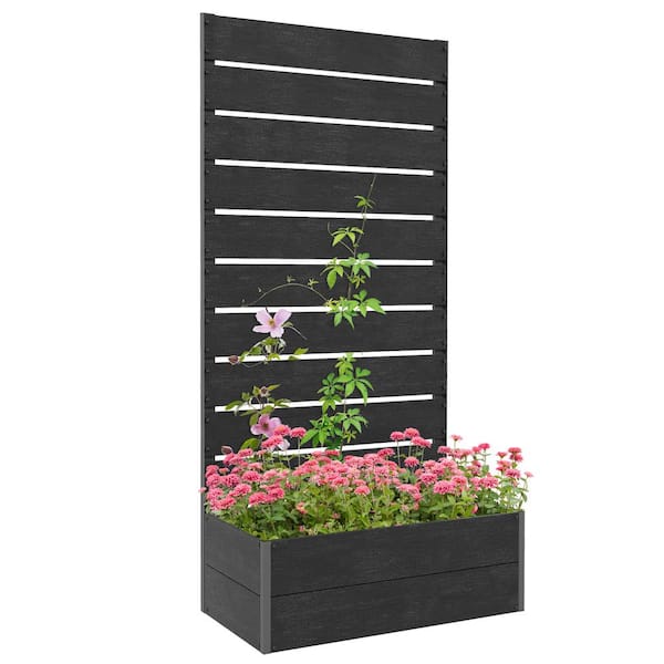 28.25 in. x 8.25 in. x 13.5 in. Black Composite Raised Garden Bed
