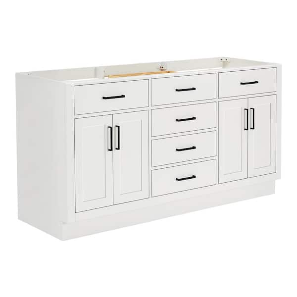 Hepburn 66 in. W x 21.5 in. D x 34.5 in. H Double Sinks Freestanding Bath Vanity Cabinet without Top in White